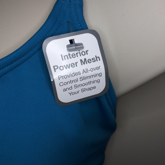 Time And Tru Turquoise Belted One-Piece Swimsuit - Picture 4 of 10